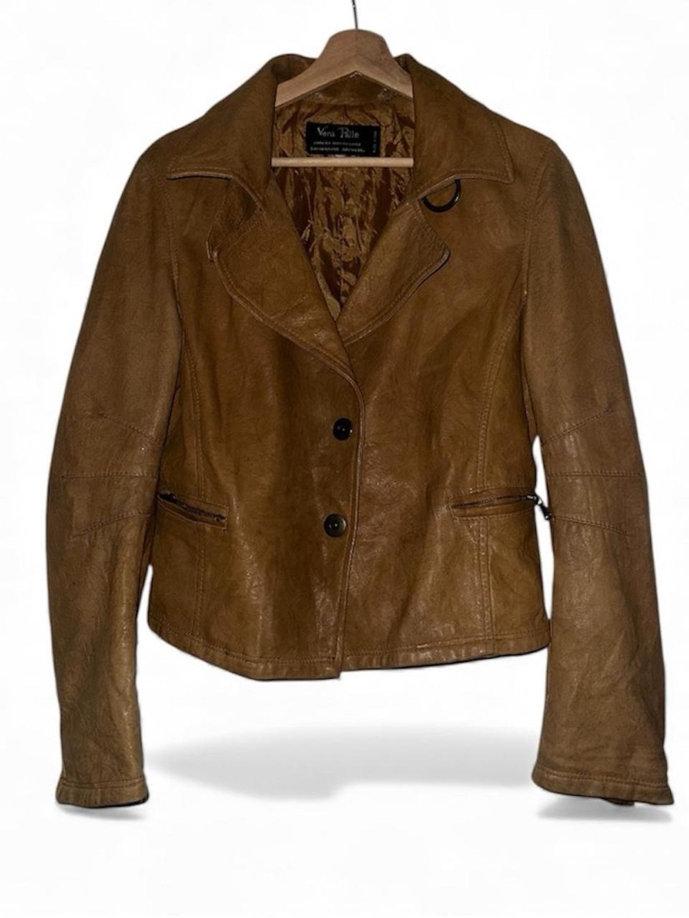 Vintage Vera Pelle Women's Tan faux Leather Jacket